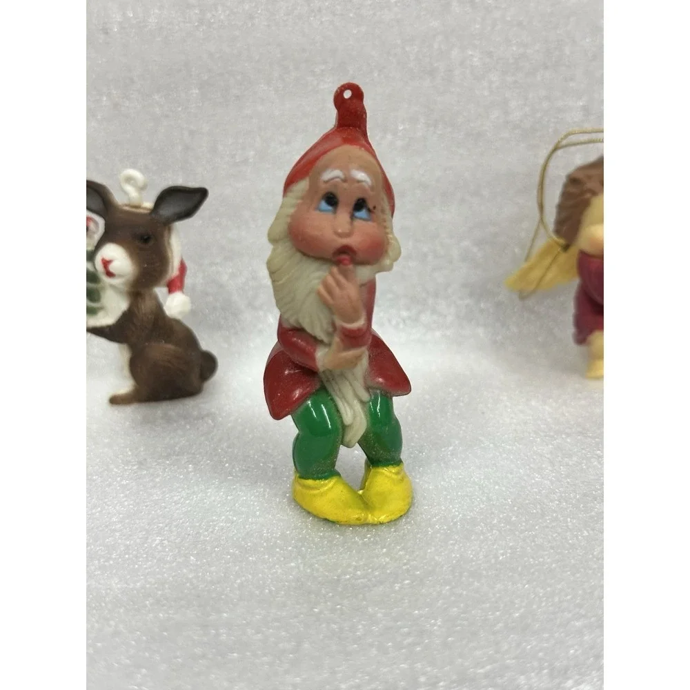 Christmas Vintage Ornaments Lot Of 3 Mouse‎ Gnome And Angel Old And Collectible